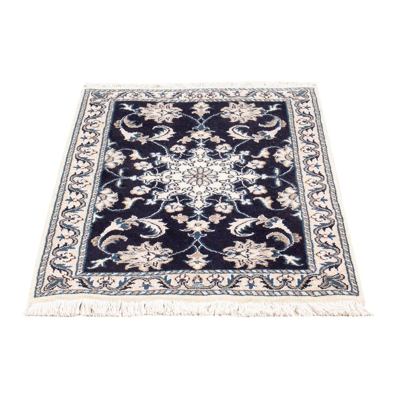 Alfombra Persa - Nain - Real - 90 x 60 cm - azul oscuro