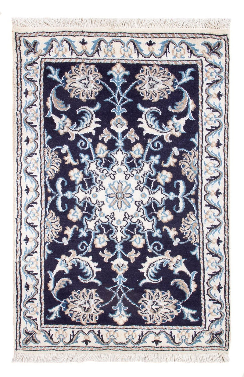 Alfombra Persa - Nain - Real - 90 x 60 cm - azul oscuro