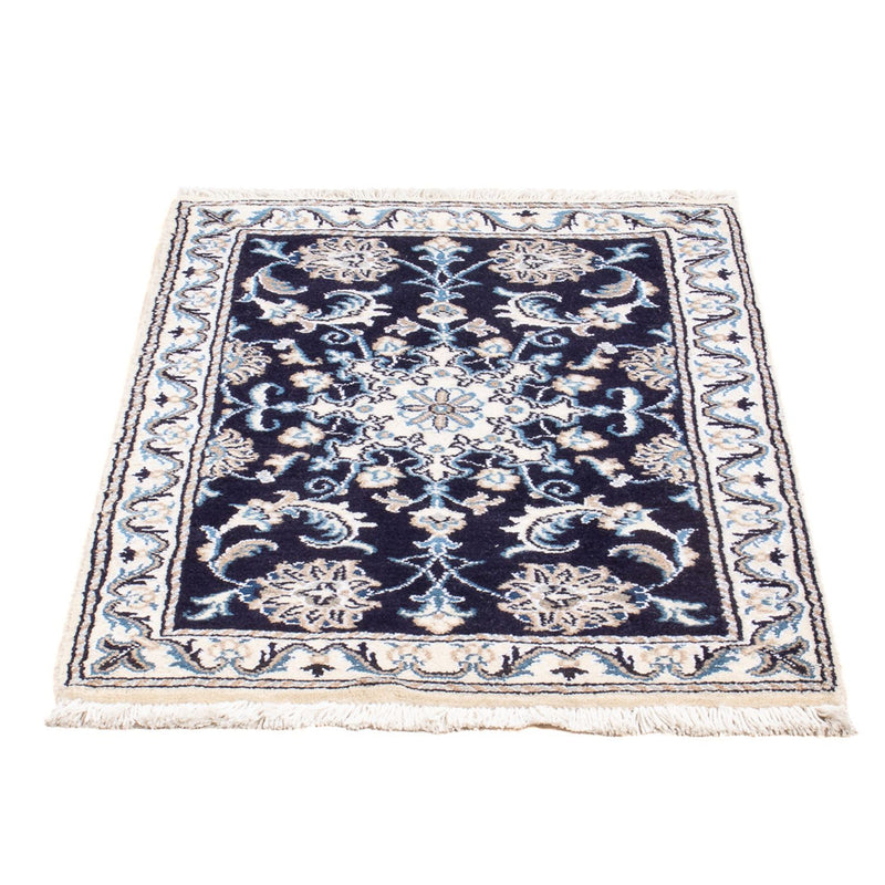 Alfombra Persa - Nain - Real - 90 x 60 cm - azul oscuro