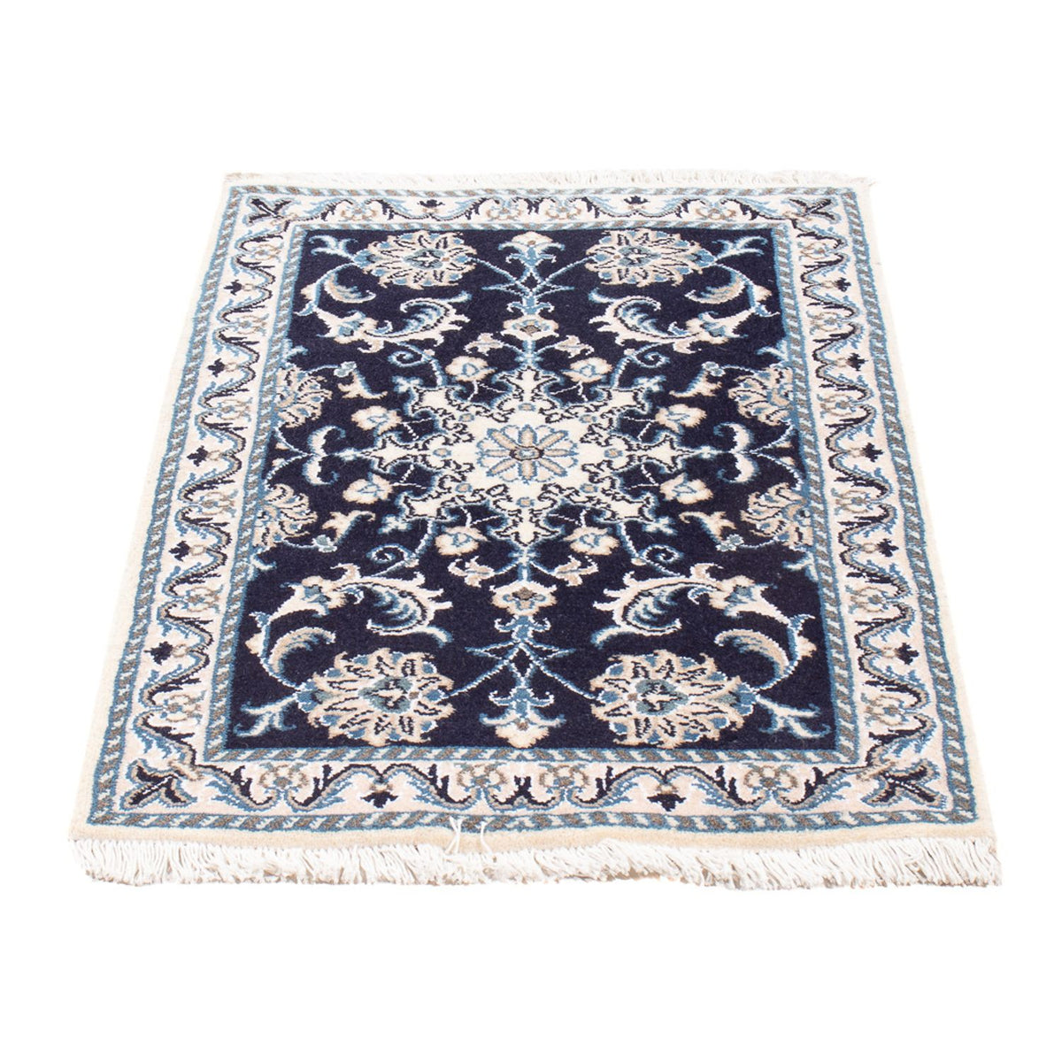 Alfombra Persa - Nain - Real - 90 x 60 cm - azul oscuro