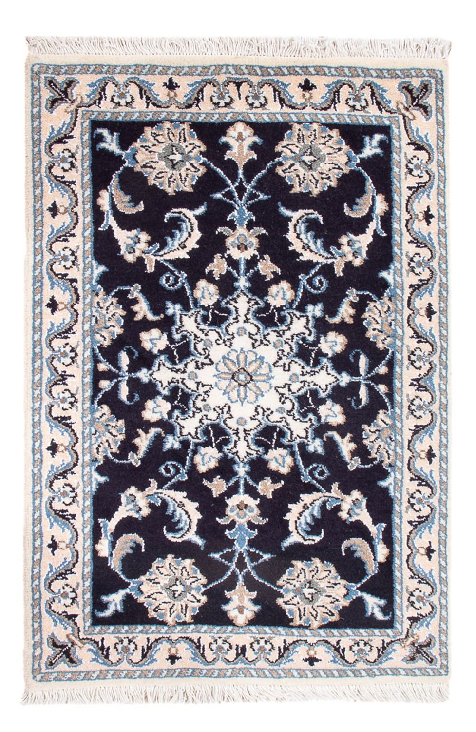 Alfombra Persa - Nain - Real - 90 x 60 cm - azul oscuro