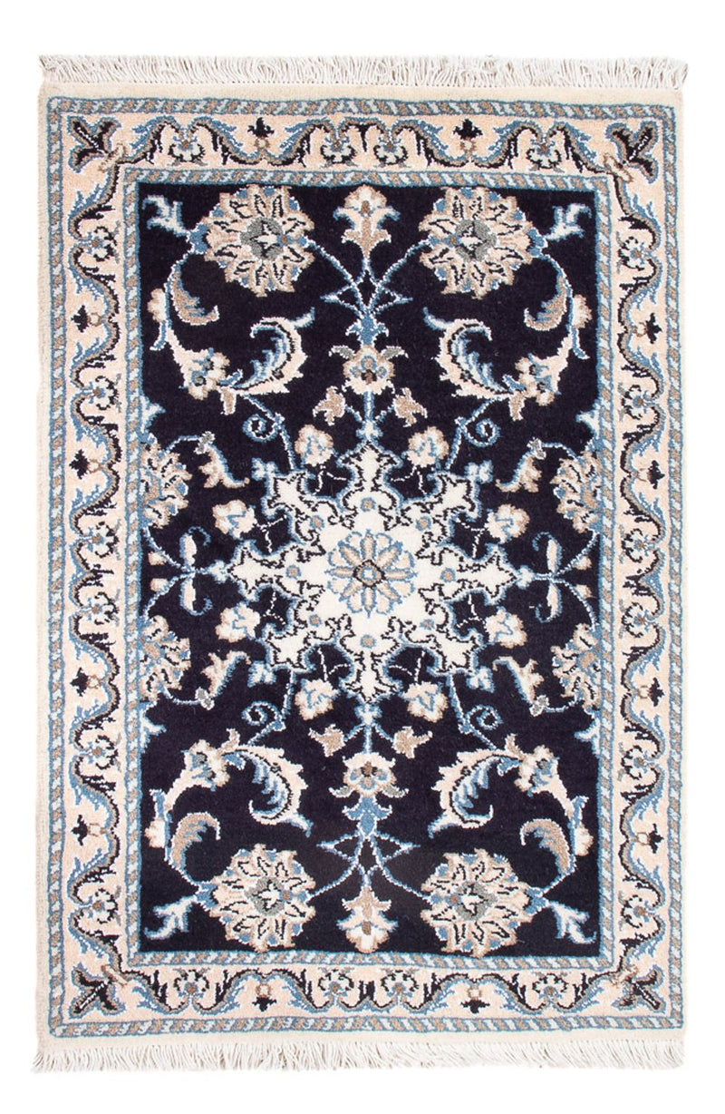 Alfombra Persa - Nain - Real - 90 x 60 cm - azul oscuro