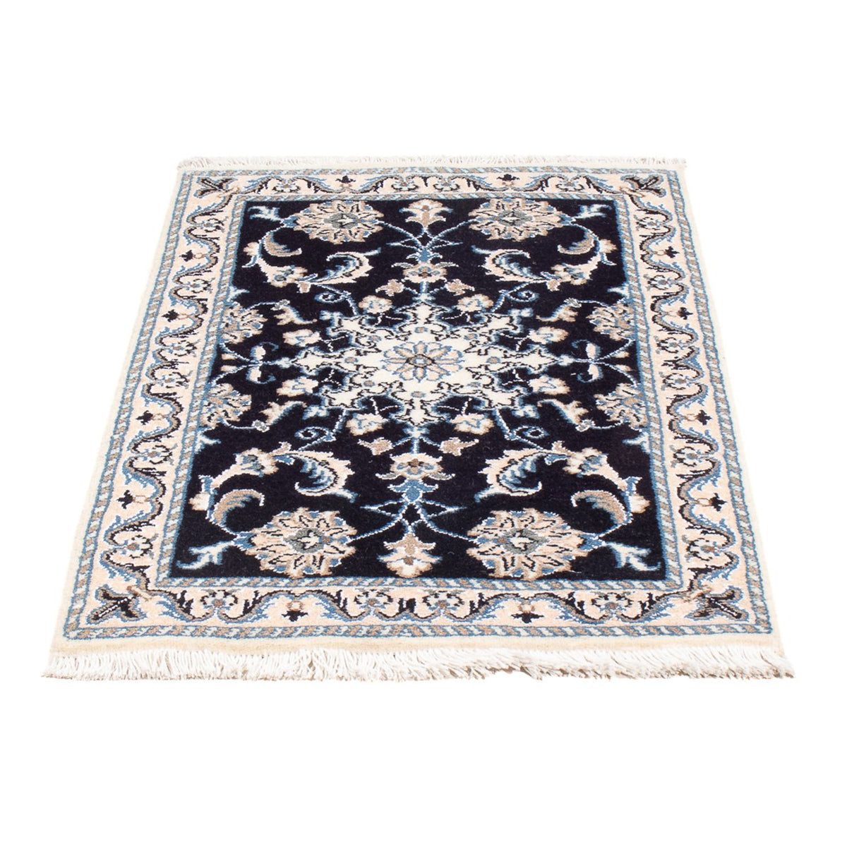 Alfombra Persa - Nain - Real - 90 x 60 cm - azul oscuro