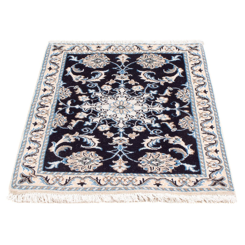 Alfombra Persa - Nain - Real - 90 x 60 cm - azul oscuro