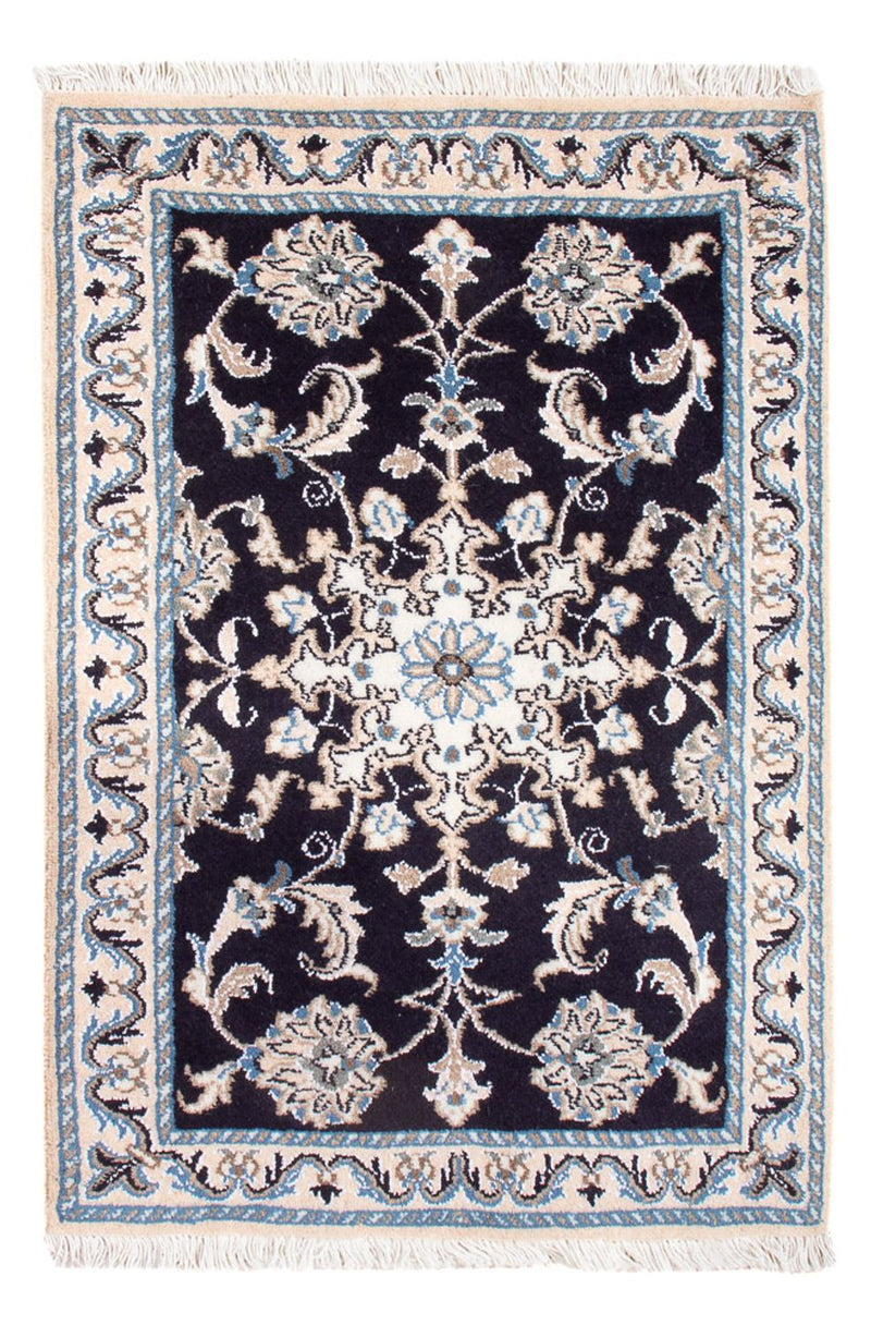 Alfombra Persa - Nain - Real - 90 x 60 cm - azul oscuro