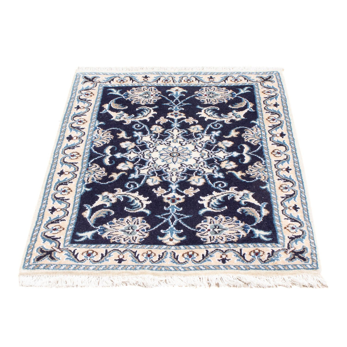 Alfombra Persa - Nain - Real - 90 x 60 cm - azul oscuro