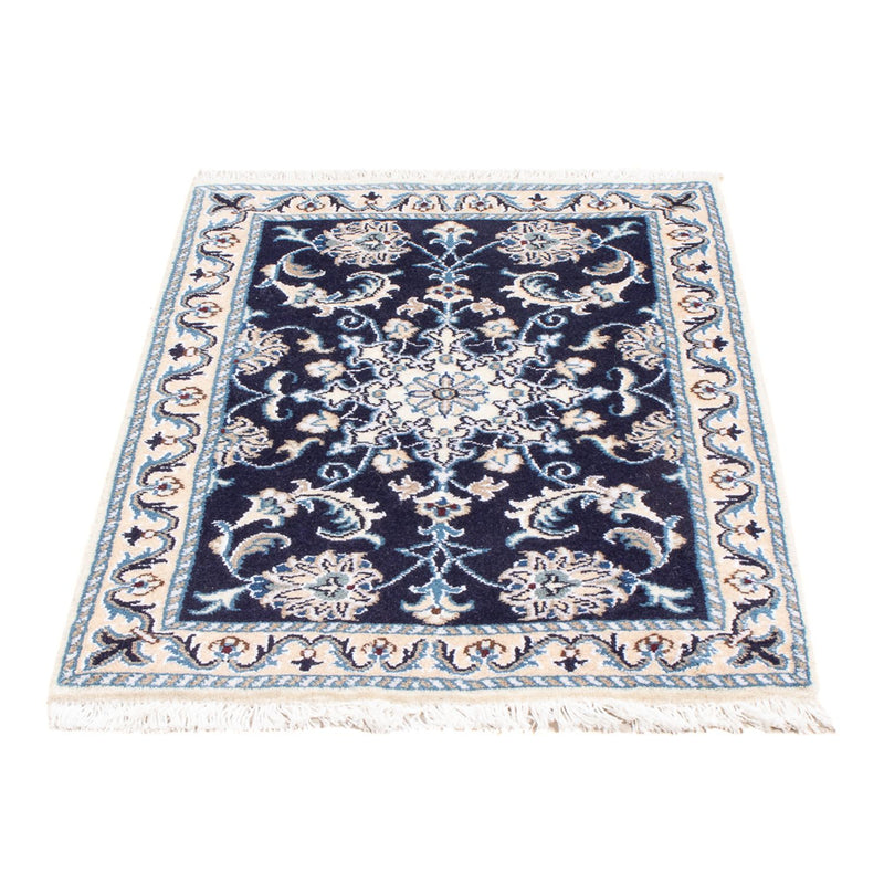 Alfombra Persa - Nain - Real - 90 x 60 cm - azul oscuro