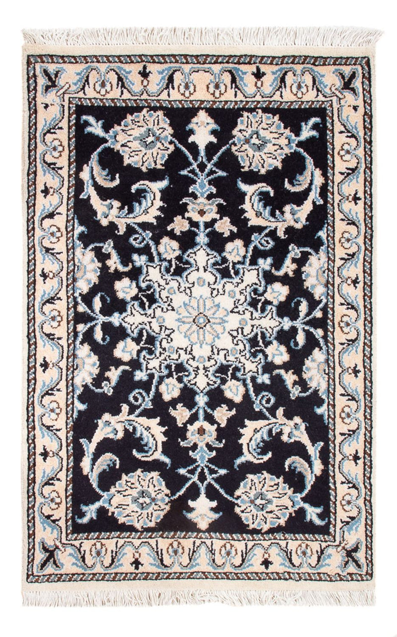 Alfombra Persa - Nain - Real - 90 x 60 cm - azul oscuro