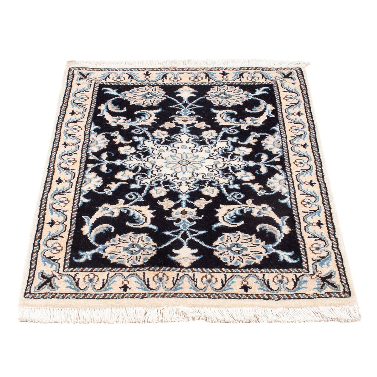 Alfombra Persa - Nain - Real - 90 x 60 cm - azul oscuro