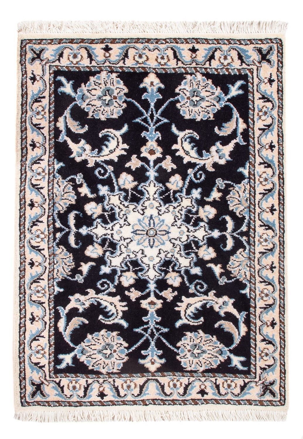 Alfombra Persa - Nain - Real - 90 x 60 cm - azul oscuro
