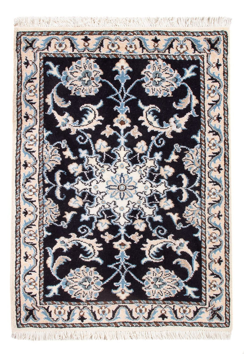 Alfombra Persa - Nain - Real - 90 x 60 cm - azul oscuro