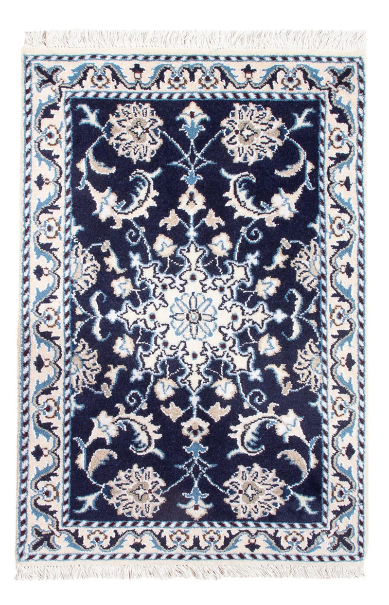 Alfombra Persa - Nain - Real - 90 x 60 cm - azul oscuro
