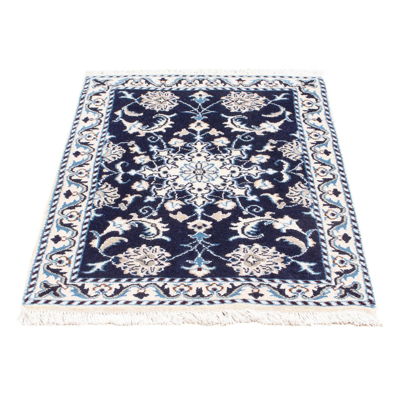 Alfombra Persa - Nain - Real - 90 x 60 cm - azul oscuro