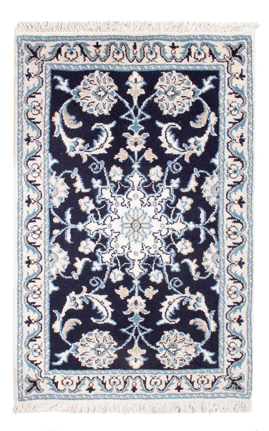 Alfombra Persa - Nain - Real - 90 x 60 cm - azul oscuro