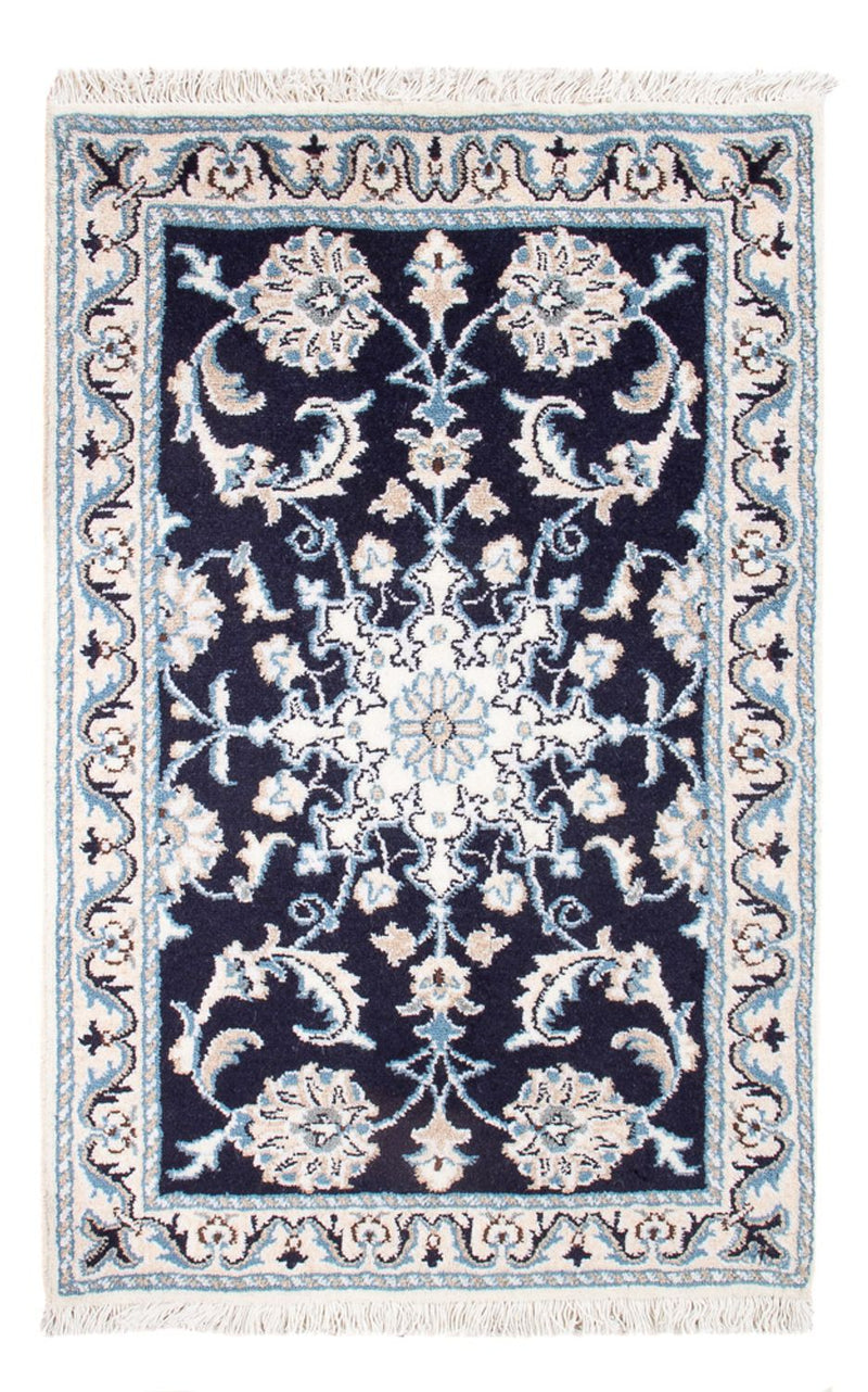 Alfombra Persa - Nain - Real - 90 x 60 cm - azul oscuro