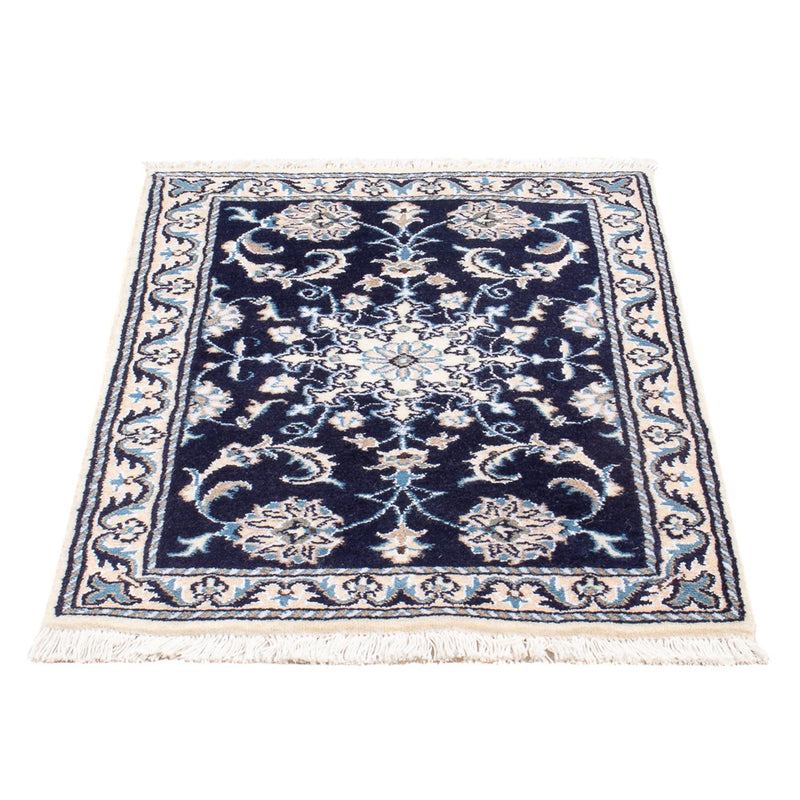 Alfombra Persa - Nain - Real - 90 x 60 cm - azul oscuro