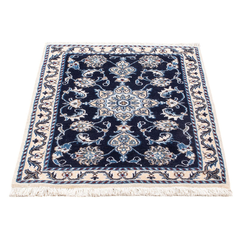 Alfombra Persa - Nain - Real - 90 x 60 cm - azul oscuro