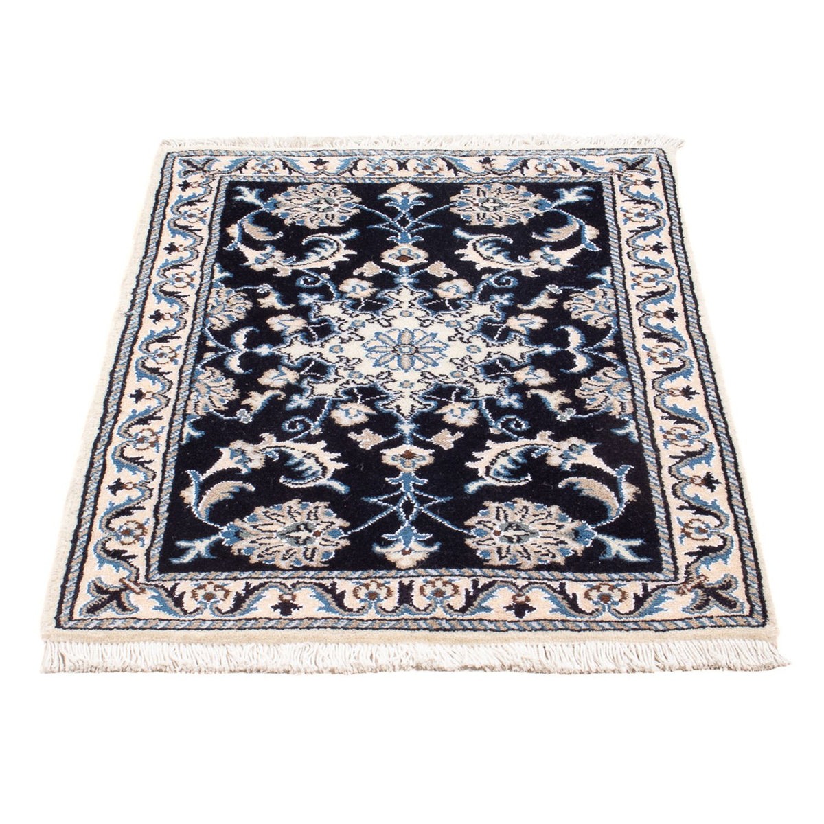 Alfombra Persa - Nain - Real - 90 x 60 cm - azul oscuro
