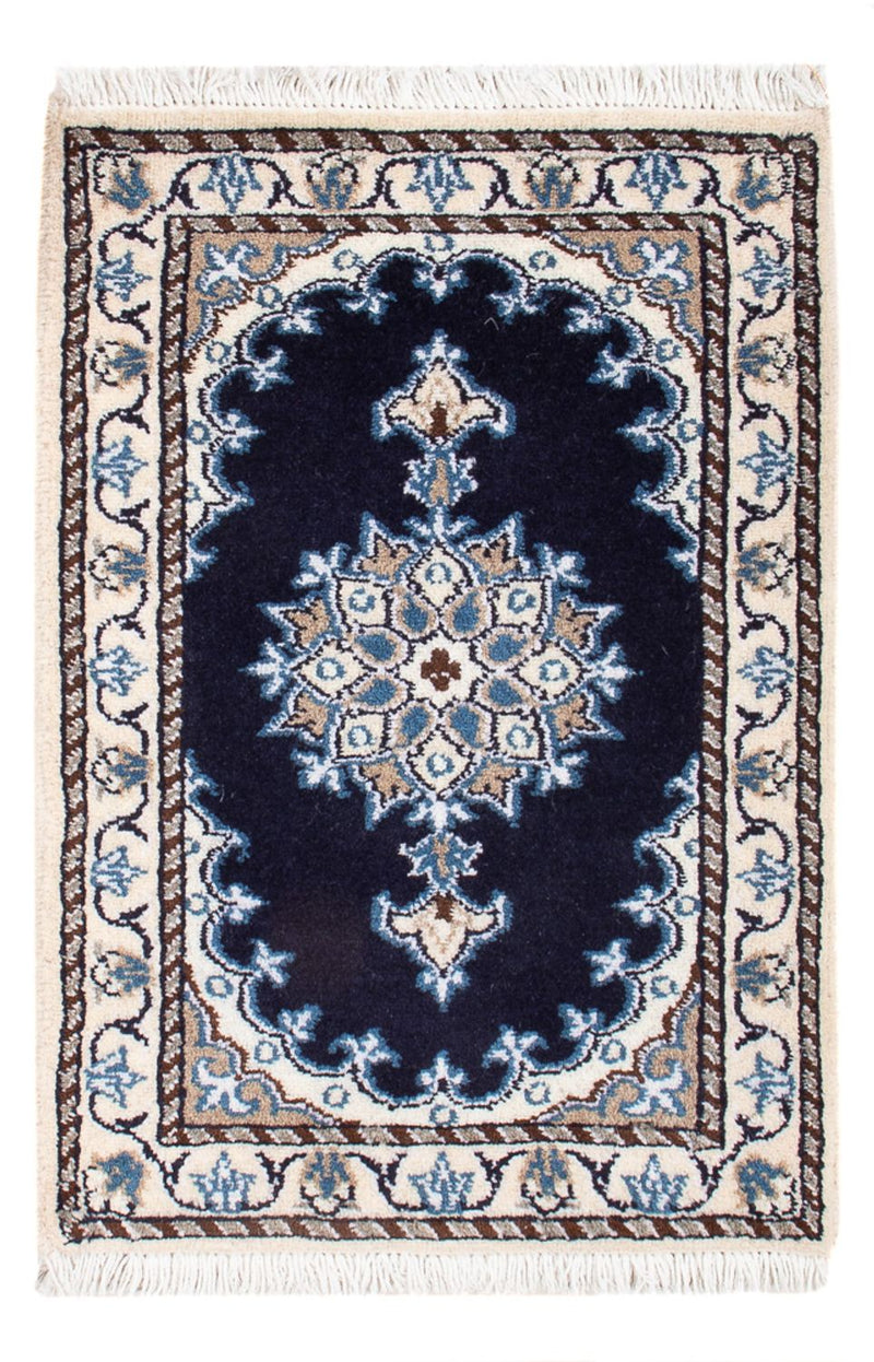 Alfombra Persa - Nain - Real - 60 x 40 cm - azul oscuro