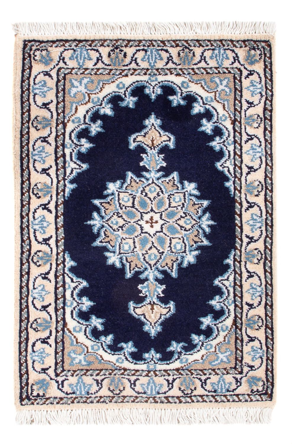 Alfombra Persa - Nain - Real - 60 x 40 cm - azul oscuro