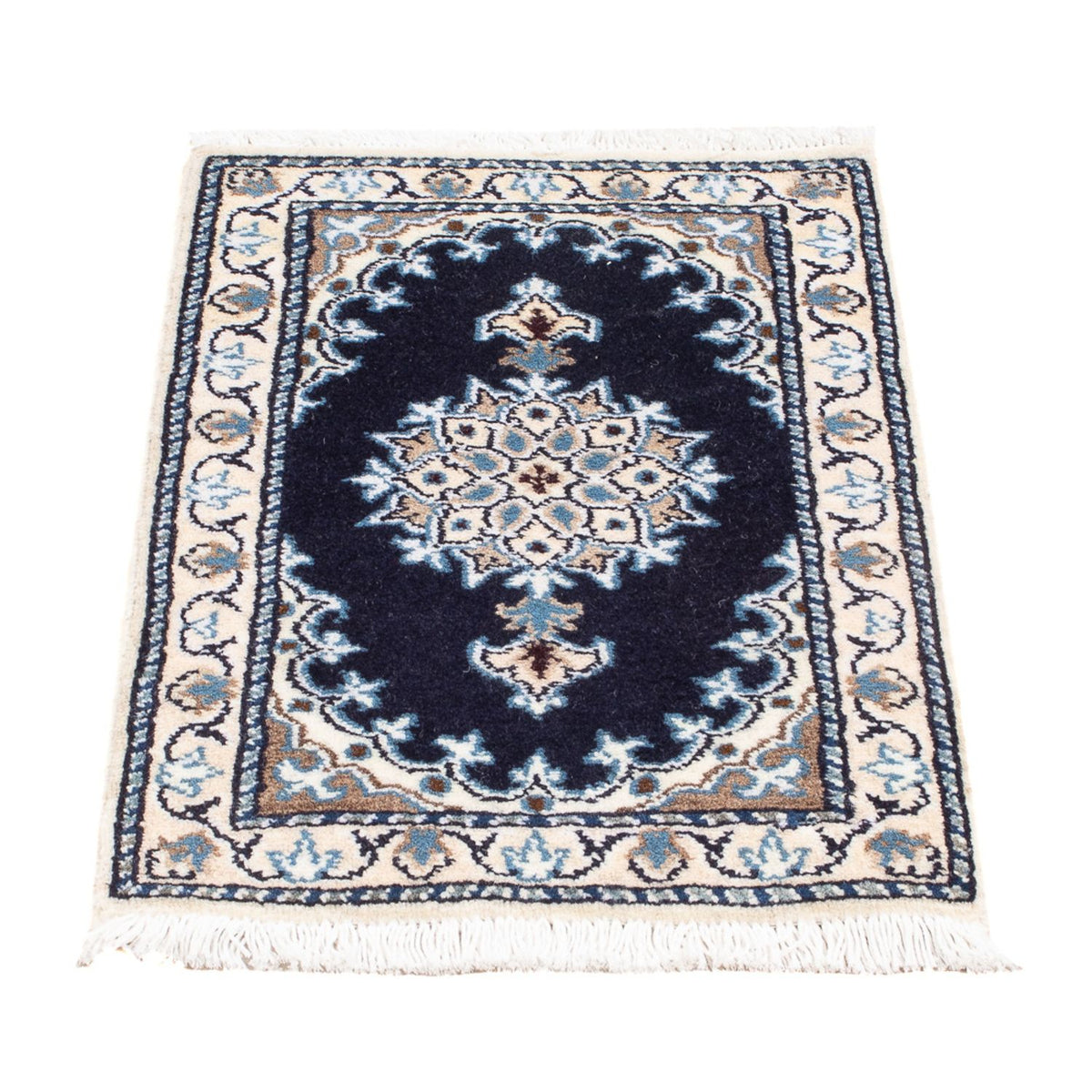 Alfombra Persa - Nain - Real - 60 x 40 cm - azul oscuro
