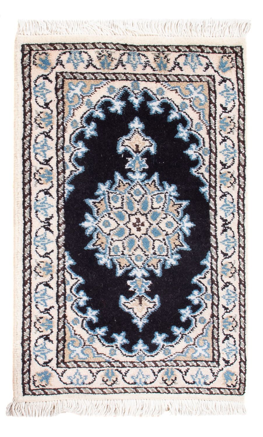 Alfombra Persa - Nain - Real - 60 x 40 cm - azul oscuro