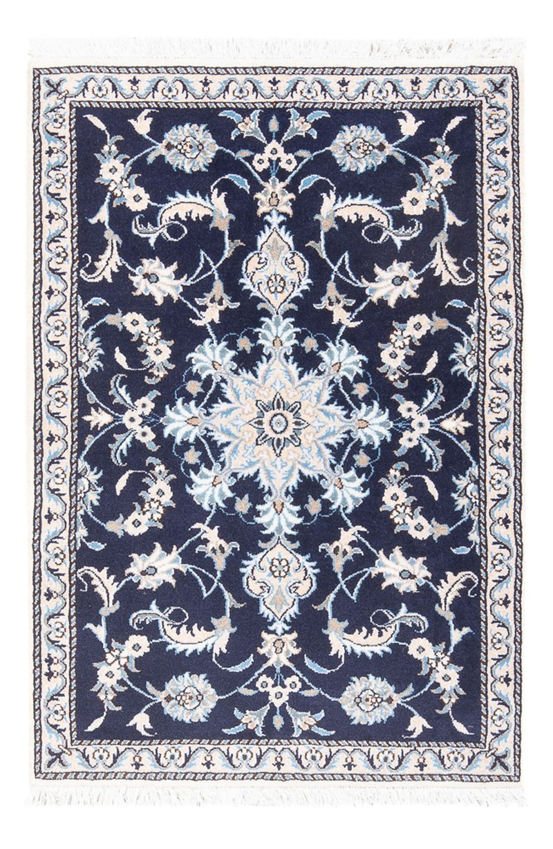 Alfombra persa - Nain - 140 x 90 cm - azul oscuro