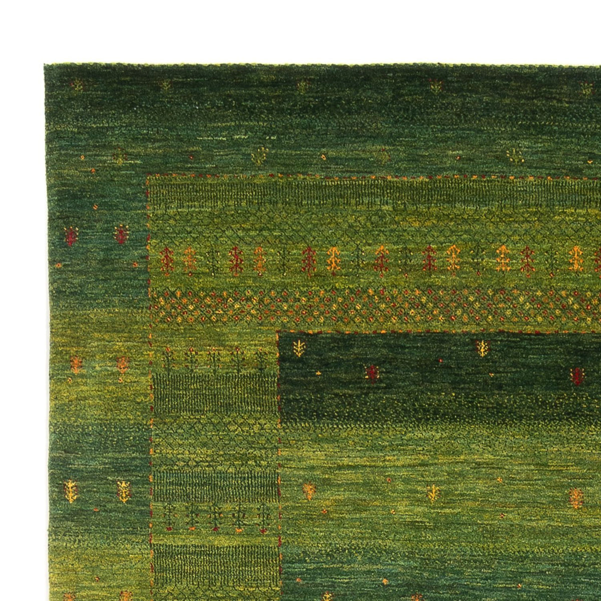 Alfombra Gabbeh - Loribaft Persa - 297 x 200 cm - verde oscuro