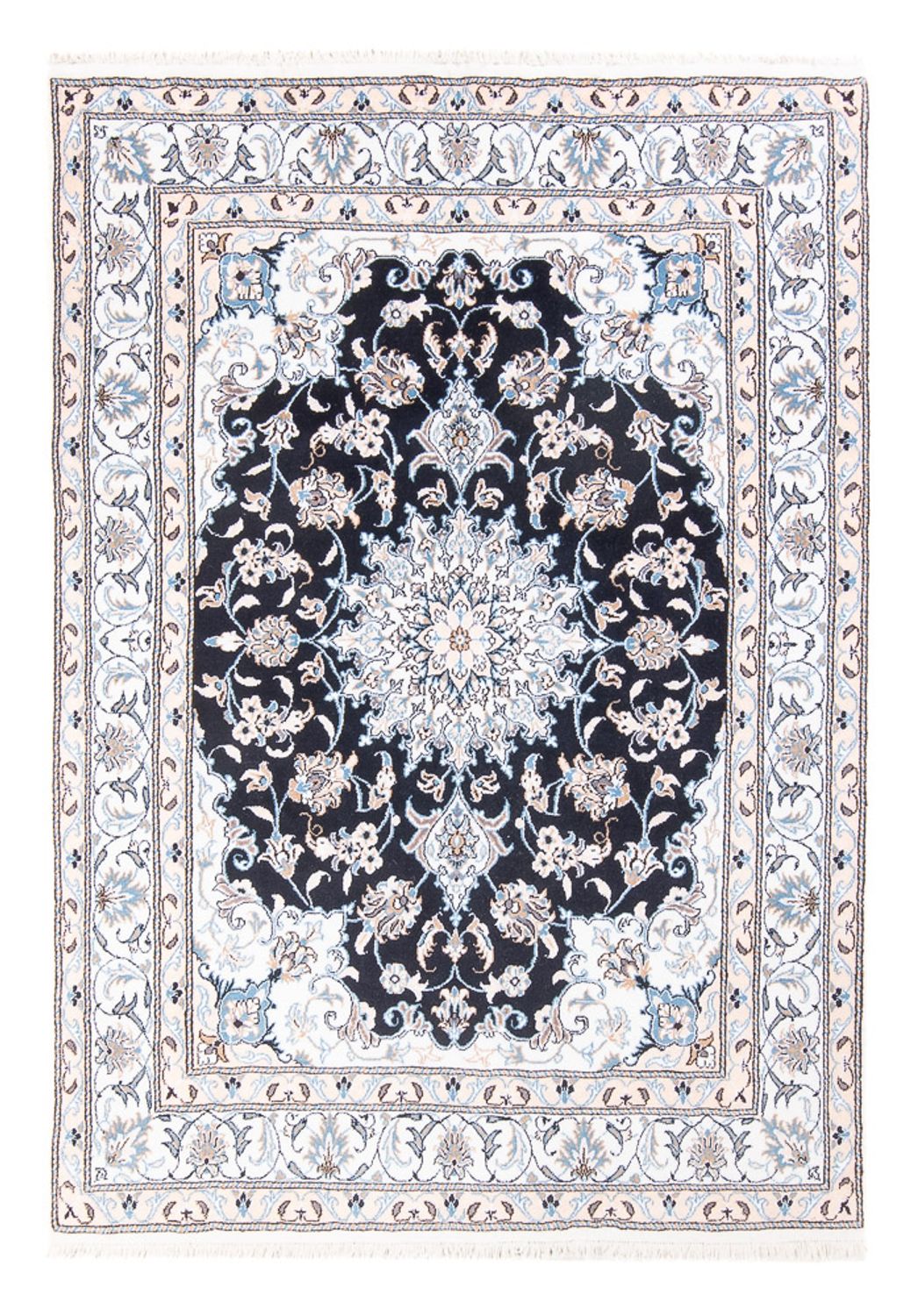 Alfombra Persa - Nain - Real - 202 x 145 cm - azul oscuro