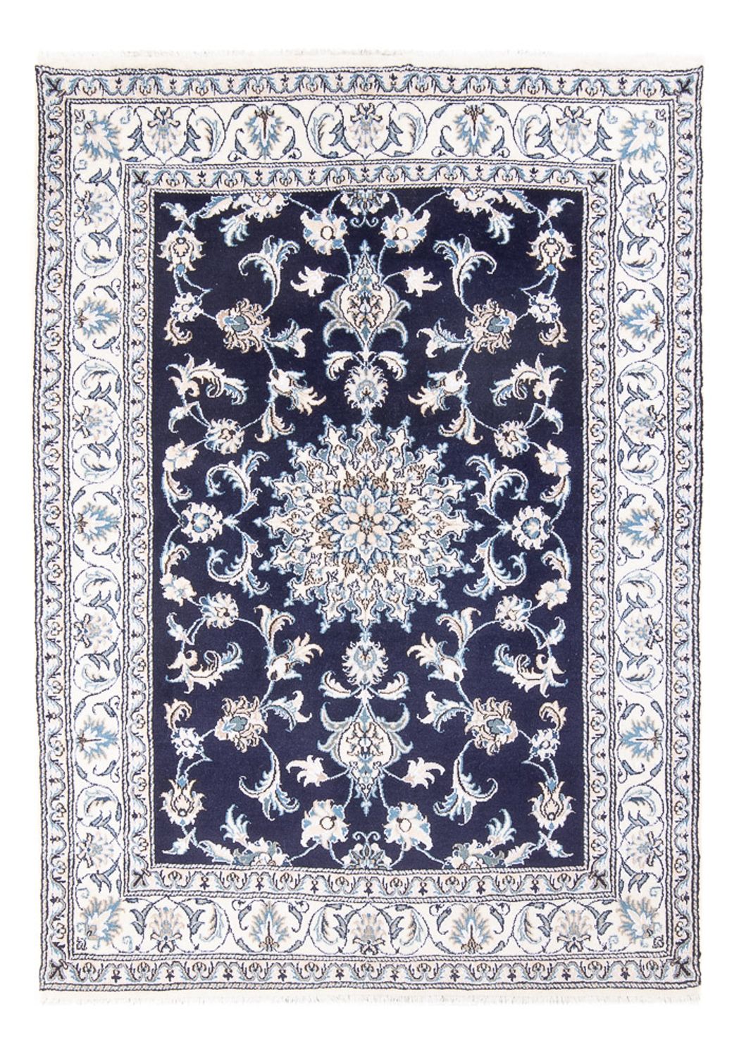 Alfombra Persa - Nain - Real - 209 x 146 cm - azul oscuro
