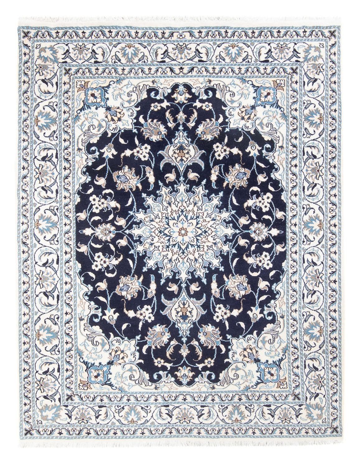 Alfombra Persa - Nain - Real - 202 x 156 cm - azul oscuro
