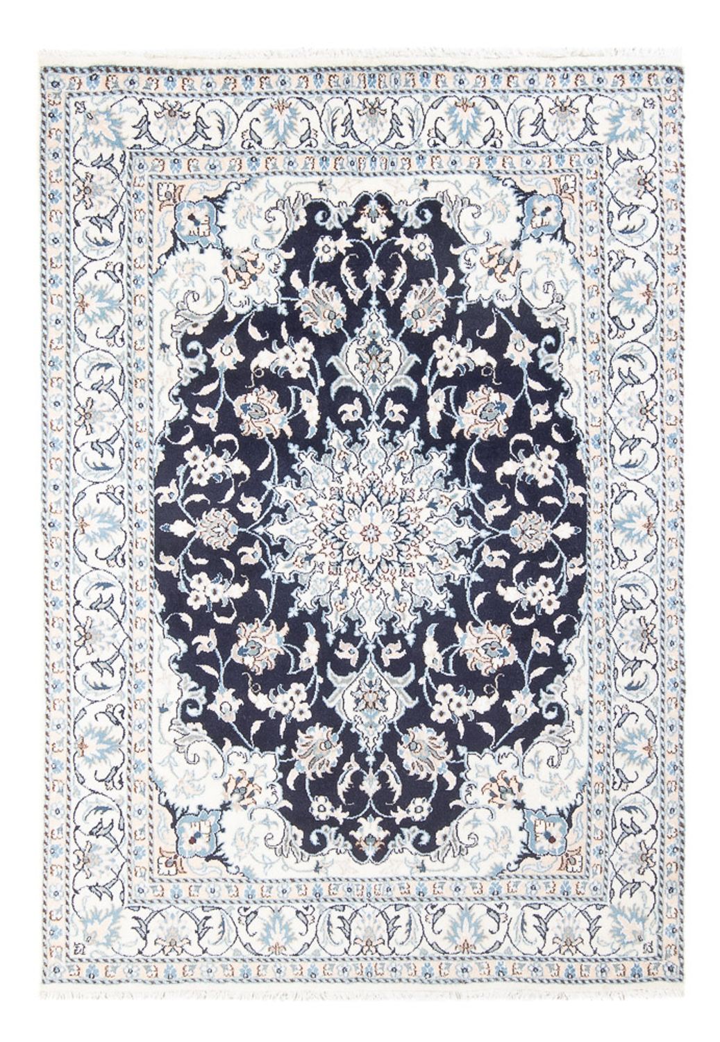 Alfombra Persa - Nain - Real - 209 x 149 cm - azul oscuro