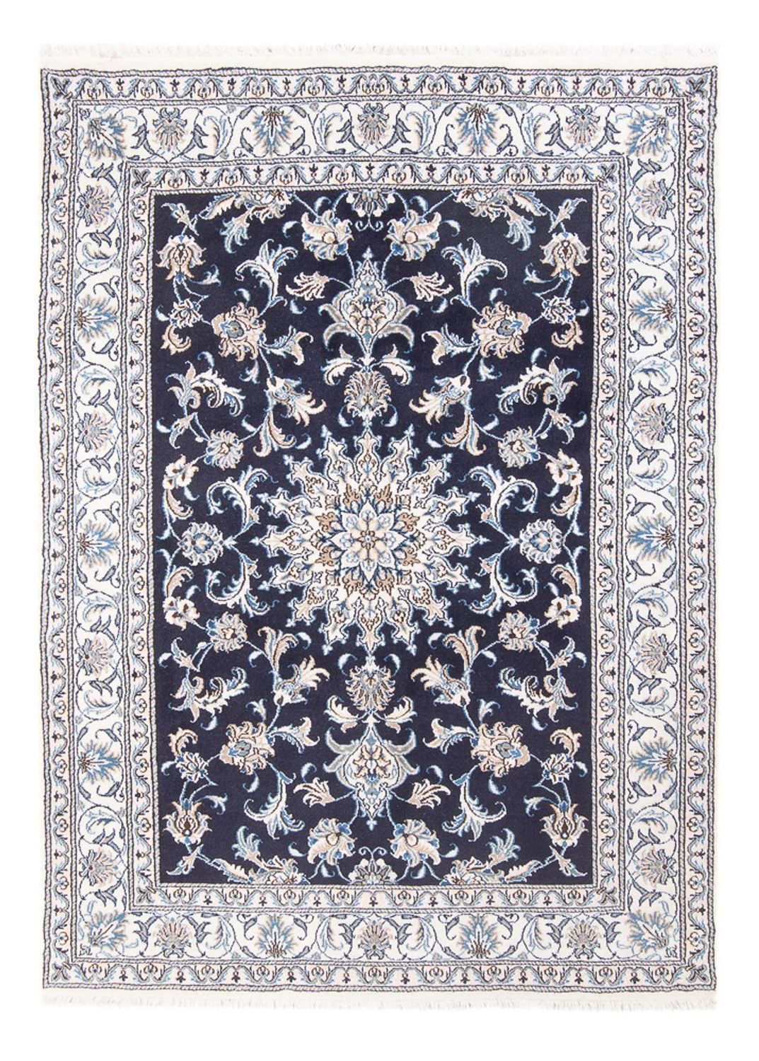 Alfombra Persa - Nain - Real - 200 x 146 cm - azul oscuro