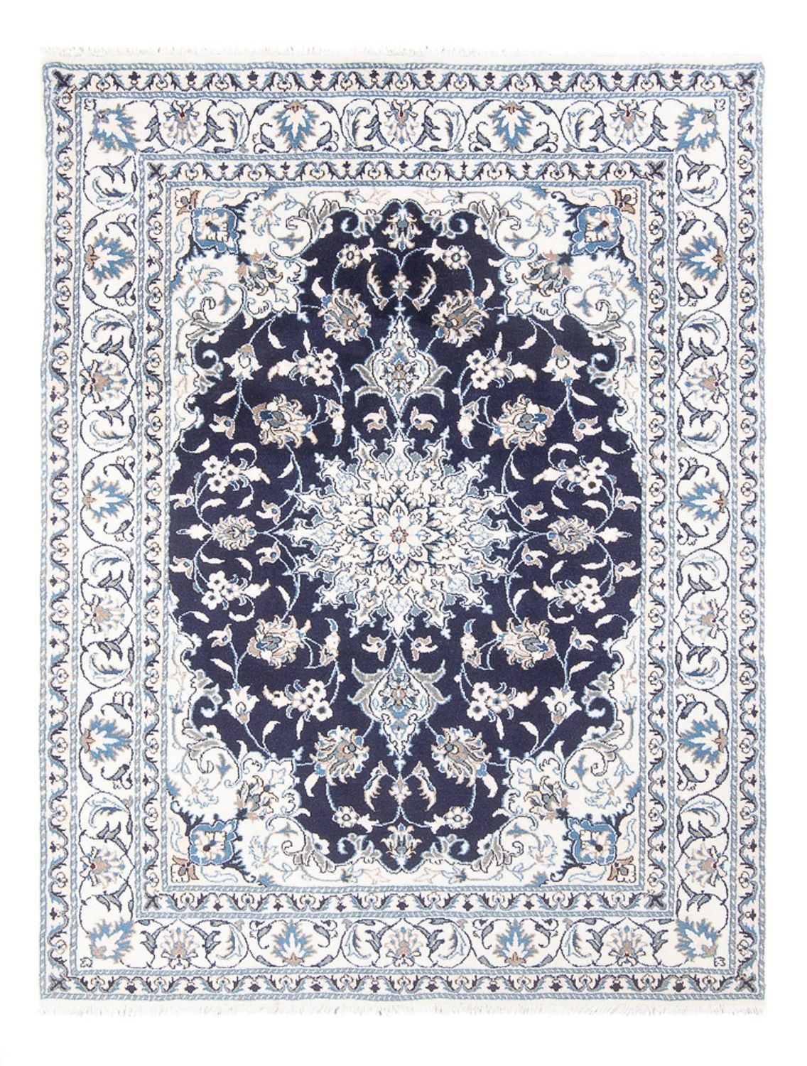 Alfombra Persa - Nain - Real - 200 x 147 cm - azul oscuro