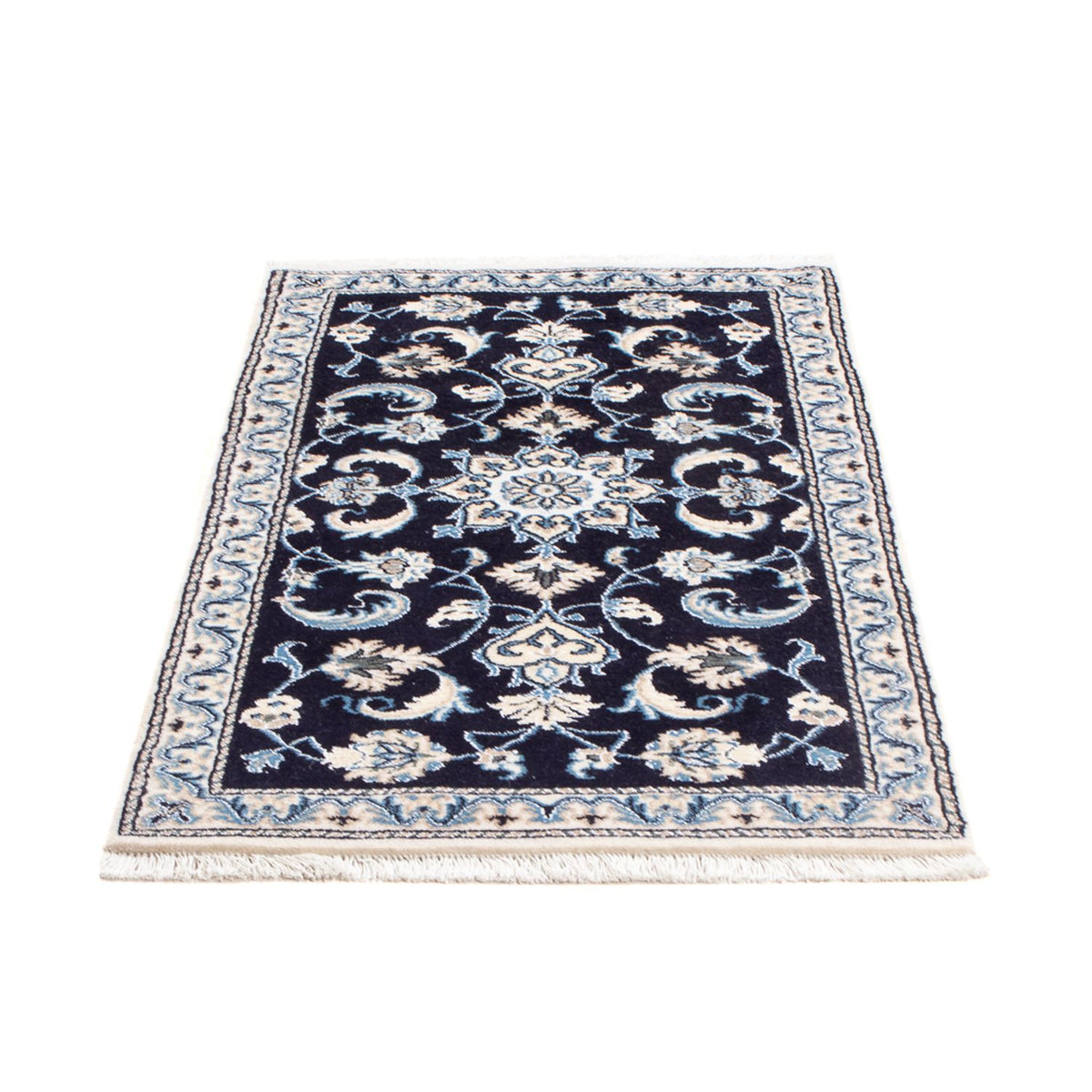 Alfombra persa - Nain - 137 x 69 cm - azul oscuro