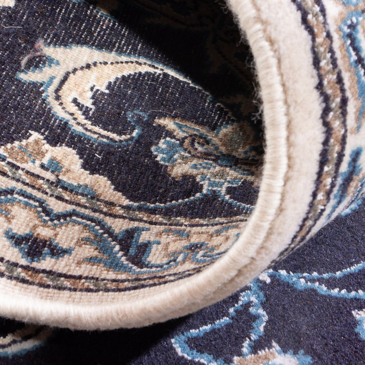Alfombra persa - Nain - 138 x 69 cm - azul oscuro