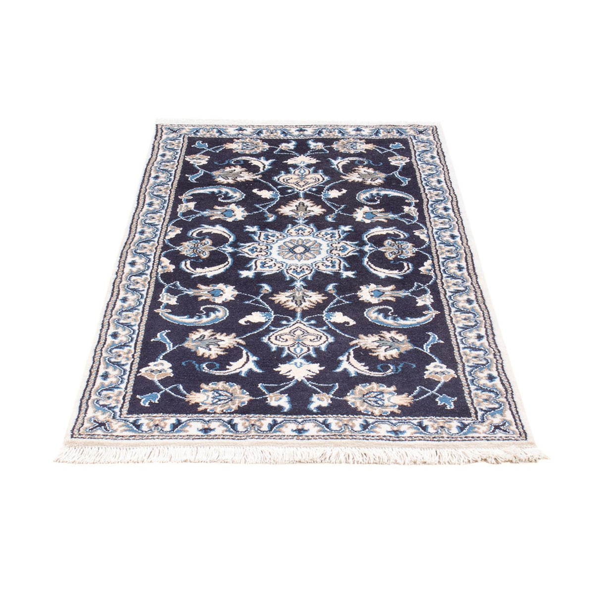 Alfombra persa - Nain - 138 x 69 cm - azul oscuro