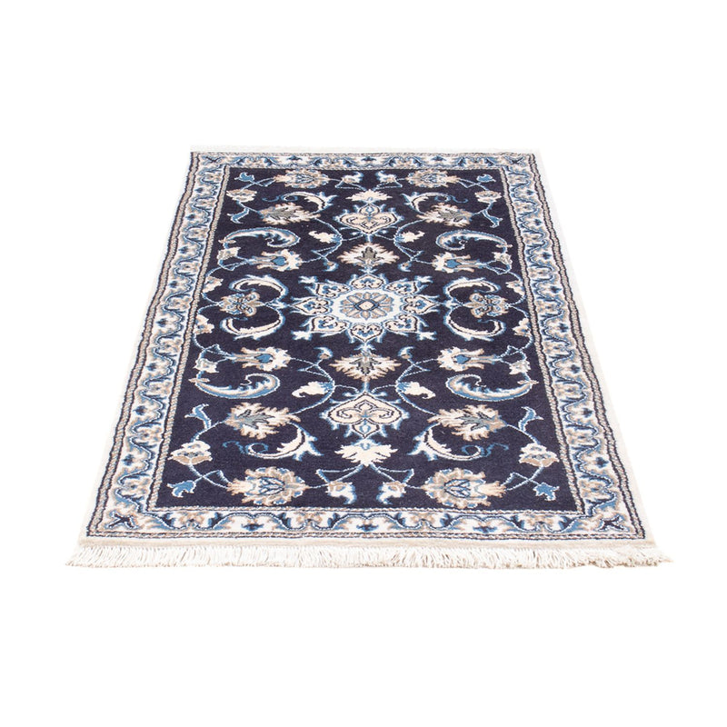 Alfombra persa - Nain - 138 x 69 cm - azul oscuro