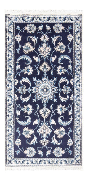 Alfombra persa - Nain - 141 x 70 cm - azul oscuro