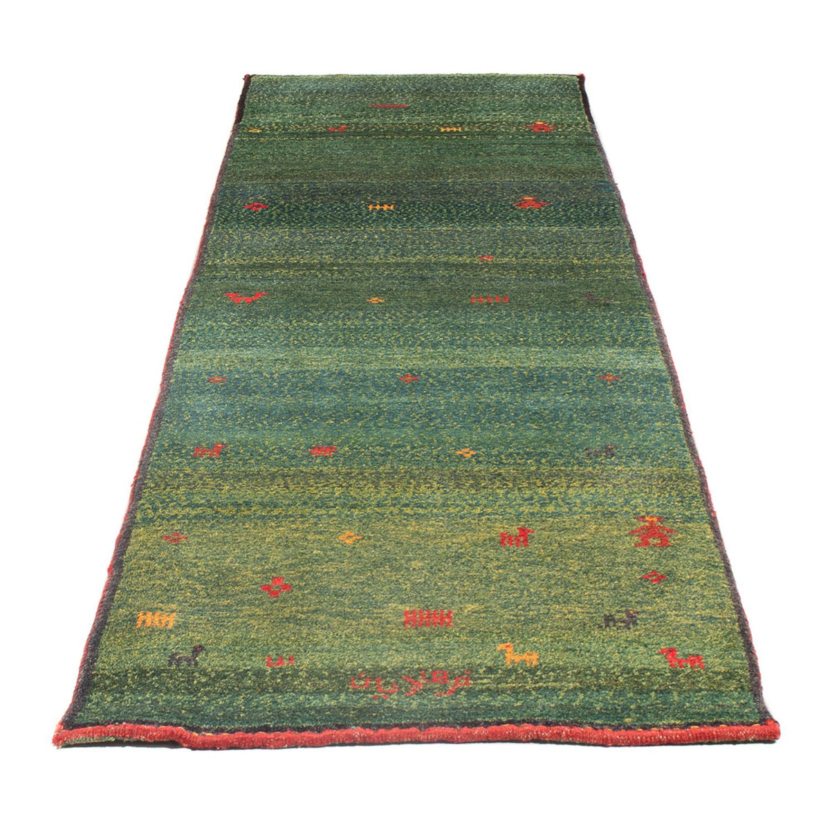 Alfombra de pasillo Alfombra Gabbeh - Persa - 270 x 75 cm - verde oscuro