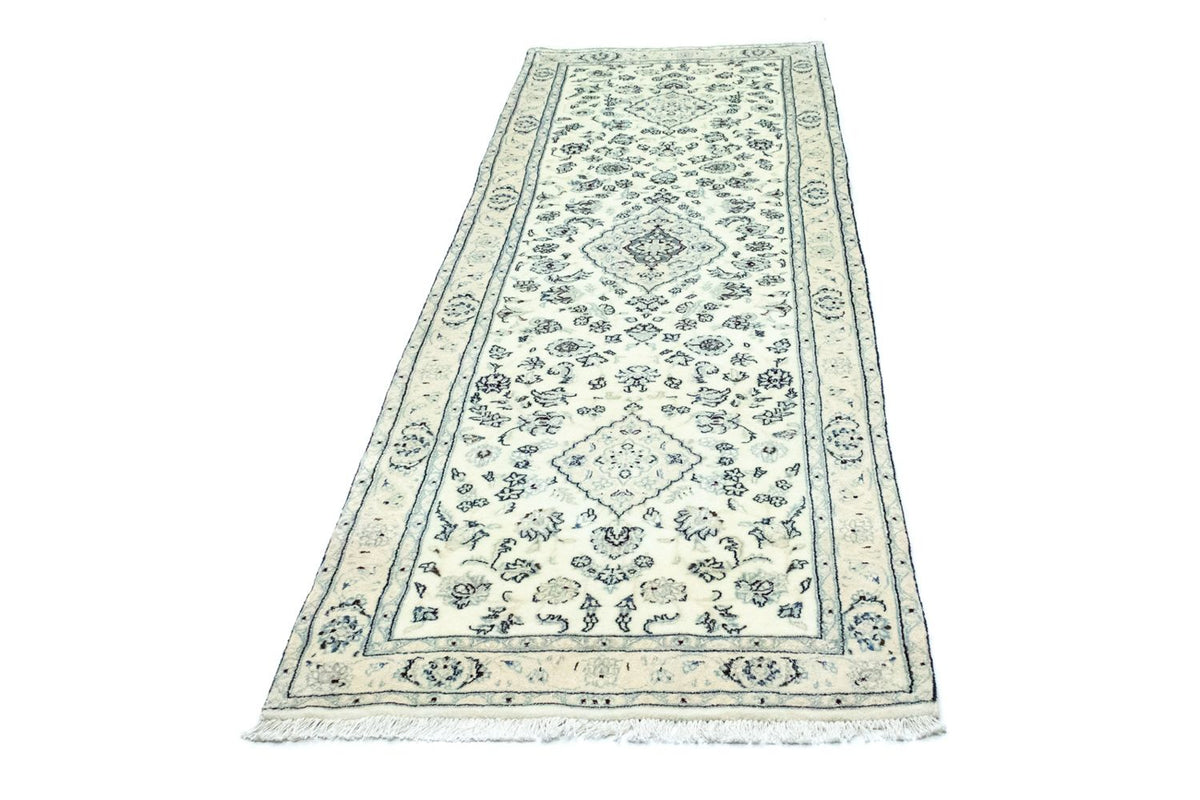 Alfombra de pasillo Alfombra Persa - Nain - Real - 285 x 87 cm - blanco natural