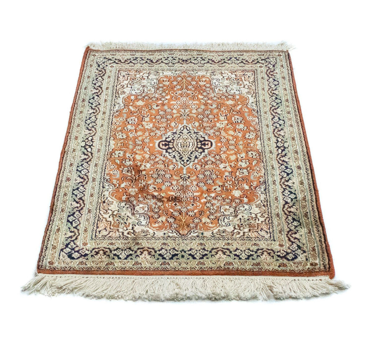 Alfombra de seda - Seda de Cachemira - 94 x 63 cm - óxido