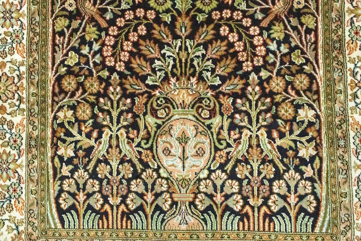 Alfombra de seda - Seda de Cachemira - 156 x 95 cm - azul