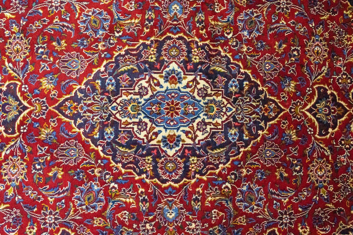 Alfombra persa - Keshan - 222 x 140 cm - rojo