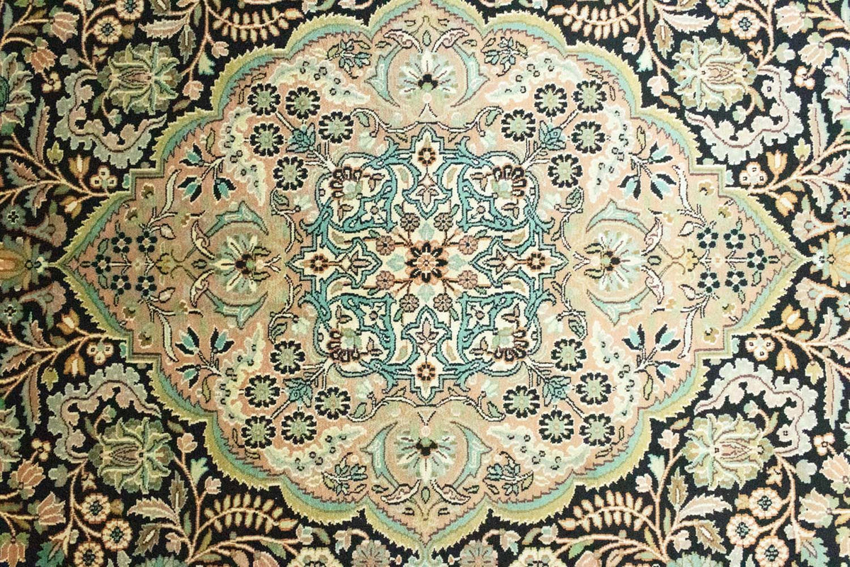 Alfombra de seda - Seda de Cachemira - 311 x 213 cm - azul