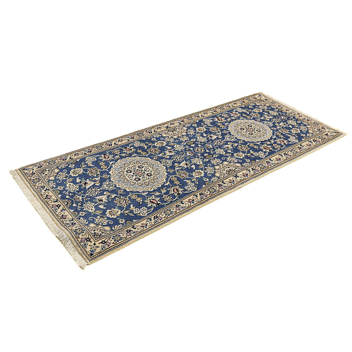 Alfombra de pasillo Alfombra Persa - Nain - Real - 198 x 83 cm - azul