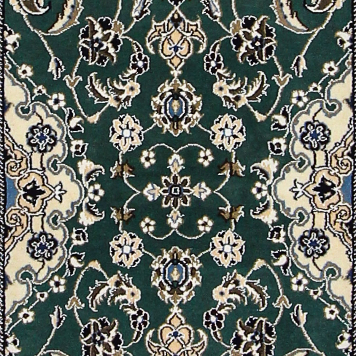 Alfombra de pasillo Alfombra Persa - Nain - Real - 200 x 60 cm - verde oscuro