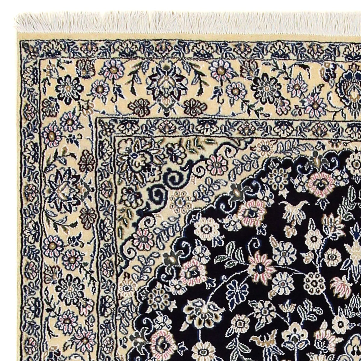 Alfombra Persa - Nain - Real - 204 x 128 cm - azul oscuro