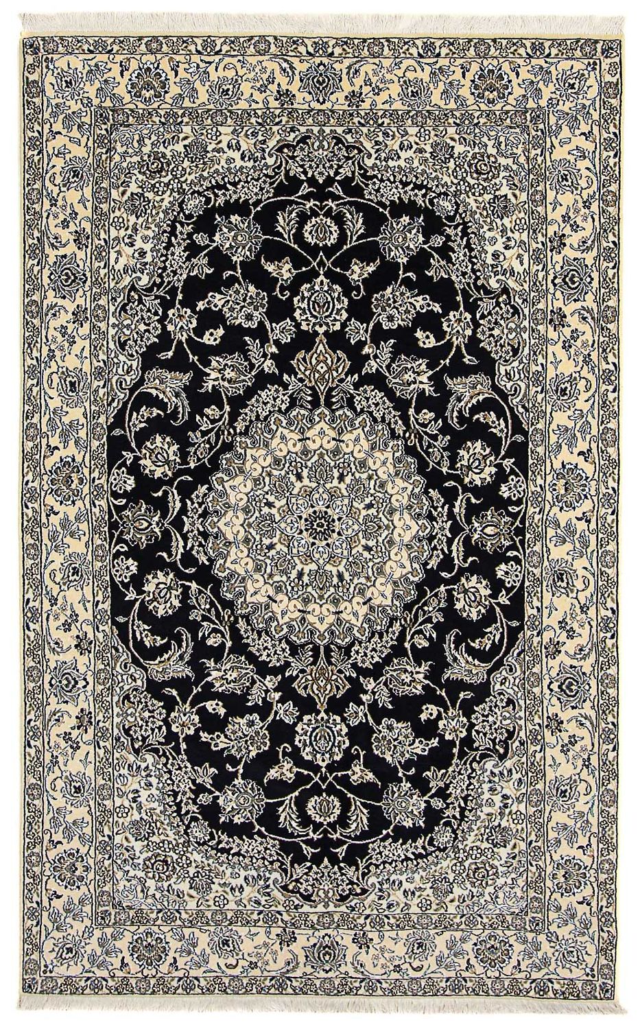 Alfombra Persa - Nain - Real - 255 x 154 cm - azul oscuro
