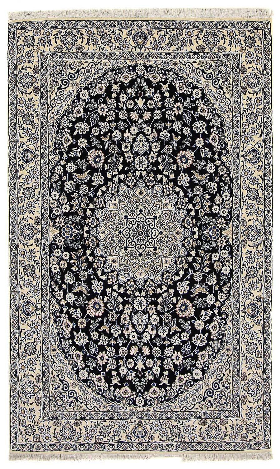 Alfombra Persa - Nain - Real - 202 x 130 cm - azul oscuro
